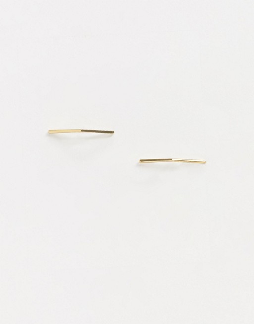 AllSaints skinny arrow stud earrings in gold