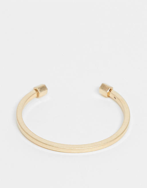 AllSaints skinny bangle in brass with gold-tone finish | ASOS