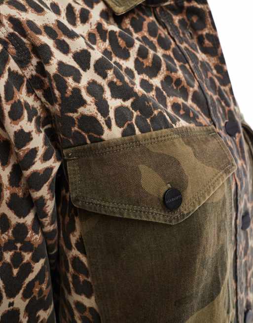 AllSaints - Skjortejakke-kjole med blandet camouflage-print, 3 af 4