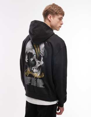 AllSaints skull snake graphic hoodie in washed black washed black 44890₽