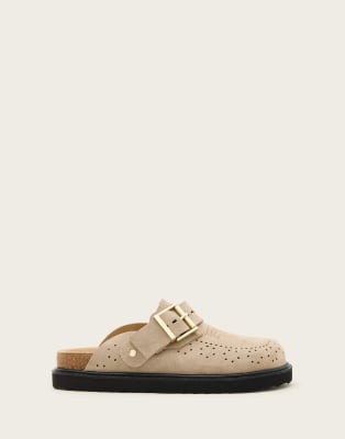  Skye buckle suede mule in sand