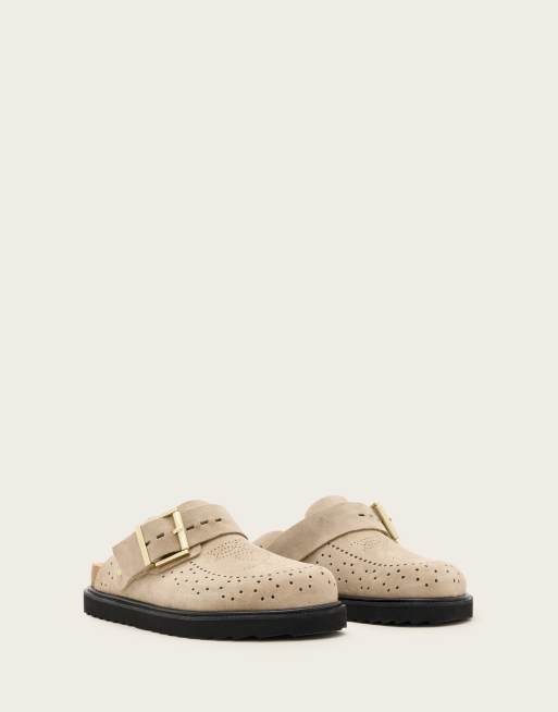 AllSaints – Skye – Mules aus Wildleder in Sandbeige mit Schnallen, 2 von 6