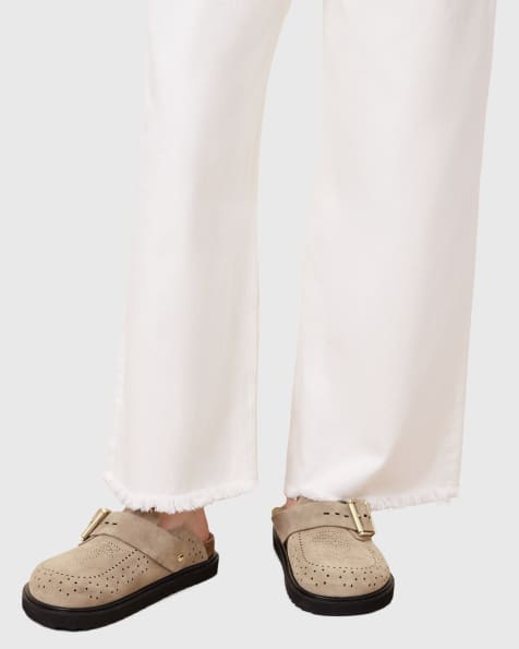 AllSaints - Skye - Sandfarvede western-mules i ruskind - view 1