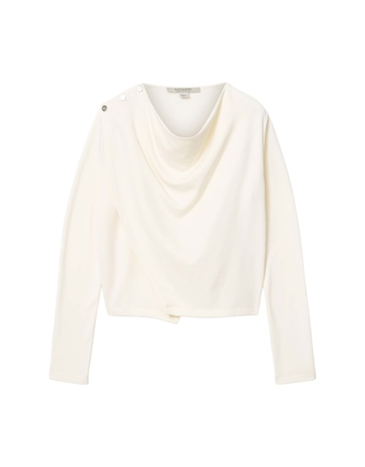 AllSaints - Skyler - Top blanco fósil de manga larga, 2 de 6