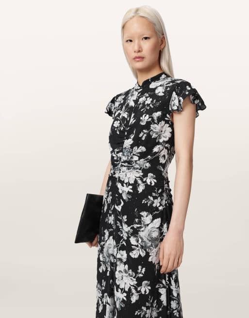 AllSaints sl-Kleid in Jardina Mono Black, 3 von 6