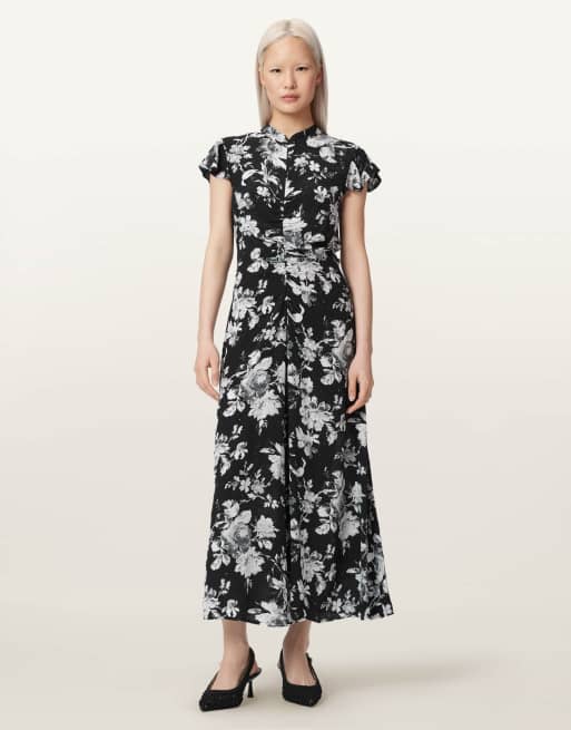 AllSaints sl-Kleid in Jardina Mono Black, 4 von 6