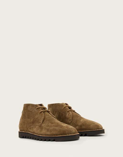 AllSaints Slix bottines Chukka en cuir texturé à lacets marron clair, 4 de 4