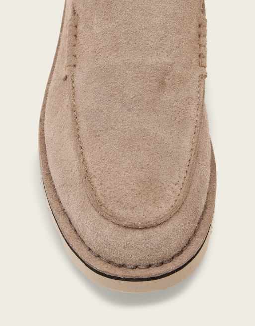 AllSaints Slix suede leather loafer shoes in brown, 4 of 4