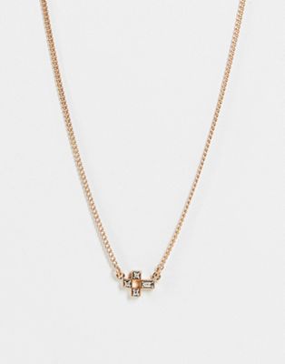 AllSaints small cross pendent necklace in brass