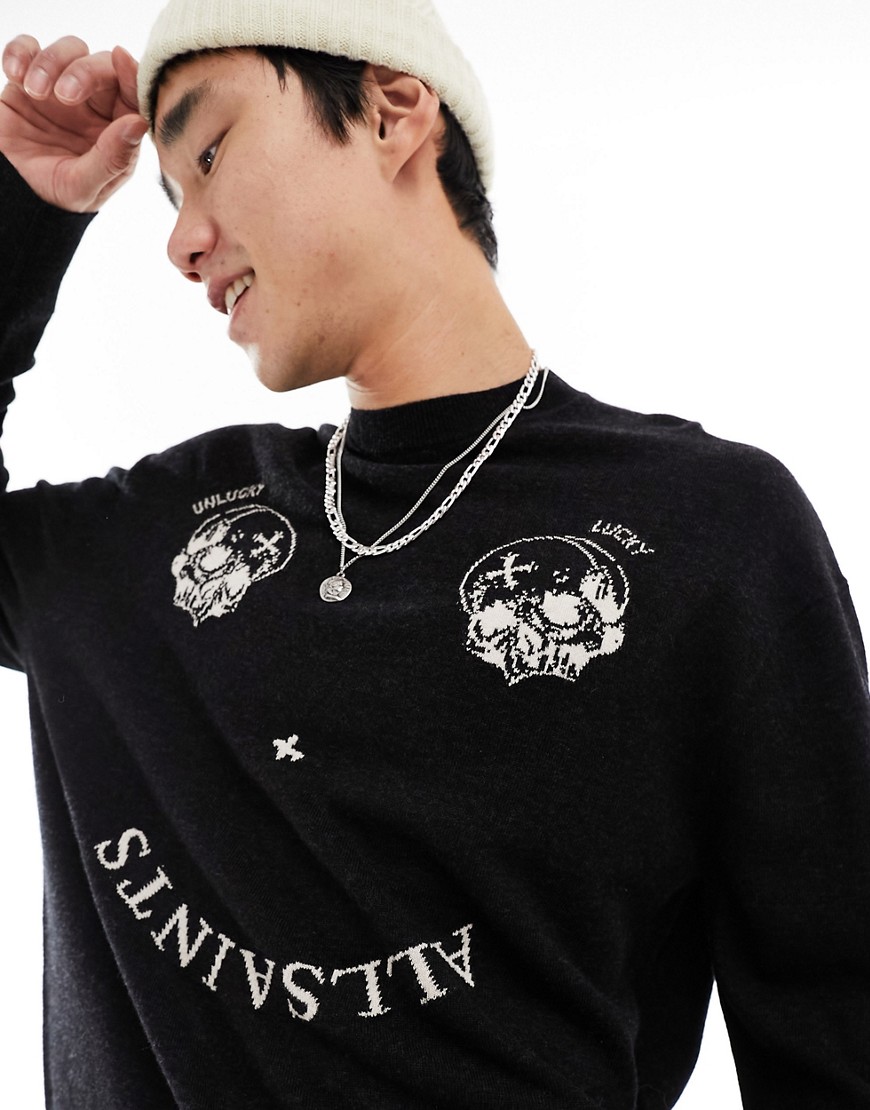 Shop Allsaints Smile Logo Sweater In Black