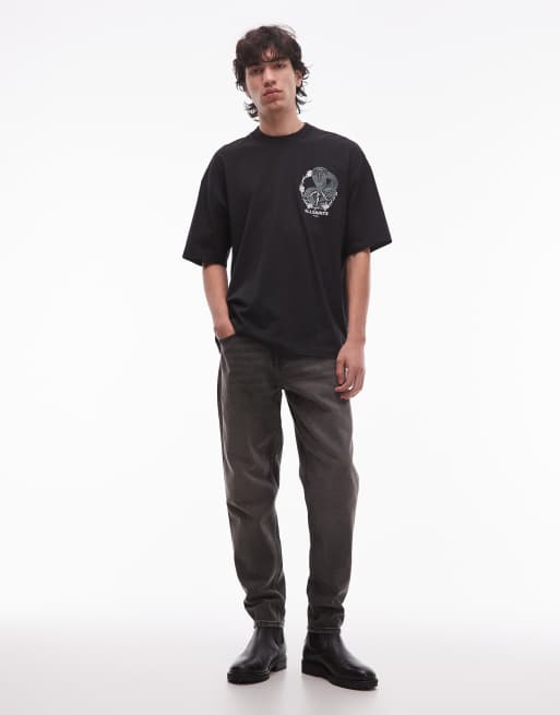 Allsaints snakebite graphic t-shirt in black, 2 of 5