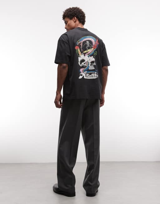AllSaints - Snakepit - T-shirt con logo e stampa sul retro nero slavato, 2 di 5