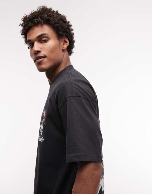 AllSaints - Snakepit - T-shirt con logo e stampa sul retro nero slavato, 3 di 5