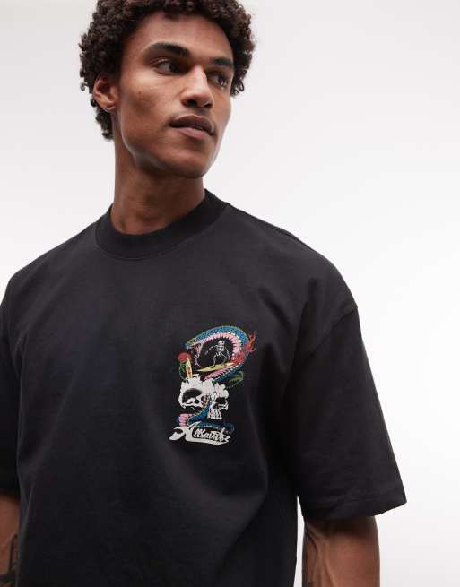 AllSaints - Snakepit - T-shirt con logo e stampa sul retro nero slavato, 5 di 5