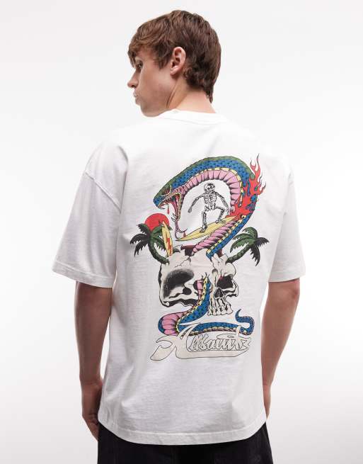 AllSaints – Snakepit – Vit t-shirt med grafisk logga och tryck baktill, 5 av 5