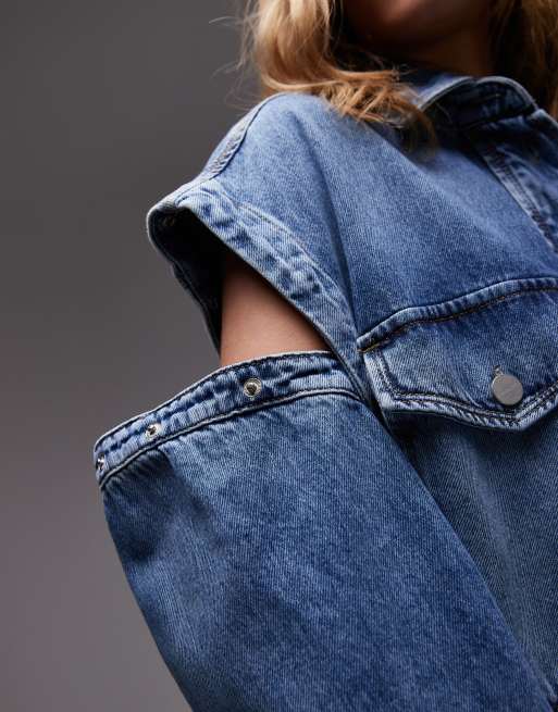 AllSaints snap dress in mid indigo | ASOS