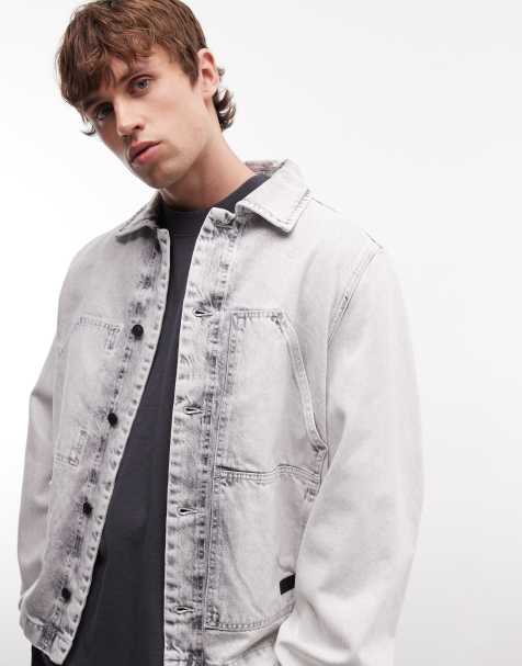 AllSaints - Sobrecamisa vaquera gris descolorido abotonada Mukesh - view 1