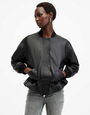 AllSaints - Sofi - Bomber en cuir - Noir