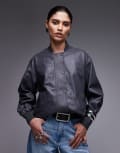 [AllSaints] AllSaints Sofi leather bomber jacket in graphite blue 14 Graphite blue