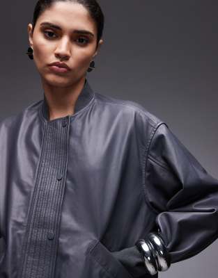 Allsaints Sofi Leather Bomber Jacket In Black