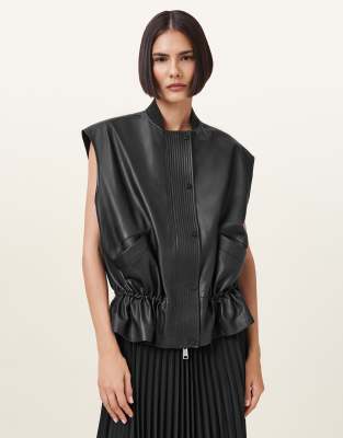 AllSaints - Sofi - Lederweste in Schwarz
