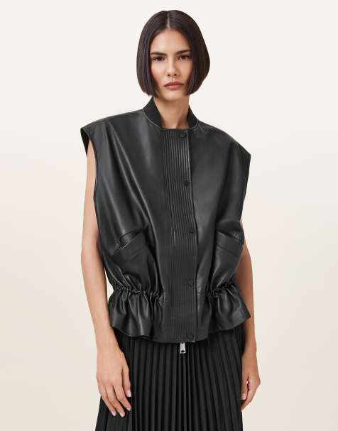 AllSaints - Sofi - Leren gilet in zwart - view 1