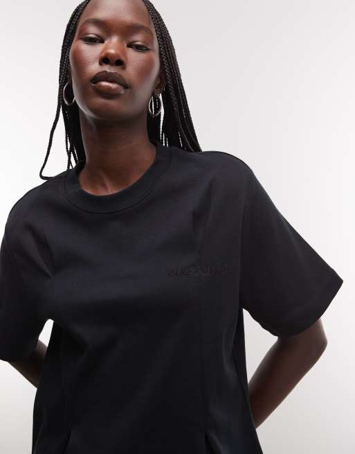 AllSaints Sofia Lisa T-shirt met korte mouwen en boxy pasvorm in zwart, 2 van 4