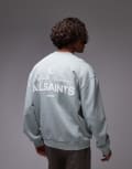 [AllSaints] AllSaints soleil crew sweatshirt in slate green-Blue XS Shore blue
