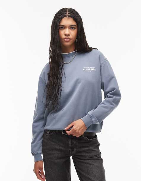 AllSaints Soleil Etta sweat in flint stone blue - view 1