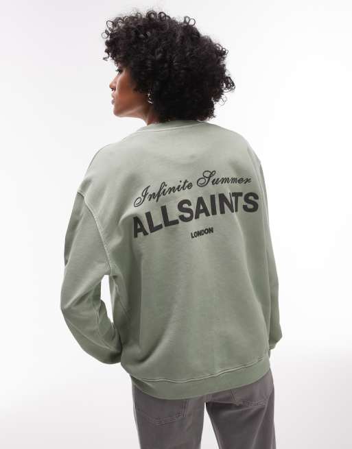 Allsaints soleil etta sweatshirt in abbey stone green