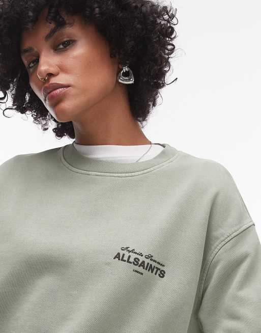 Allsaints soleil etta sweatshirt in abbey stone green | ASOS