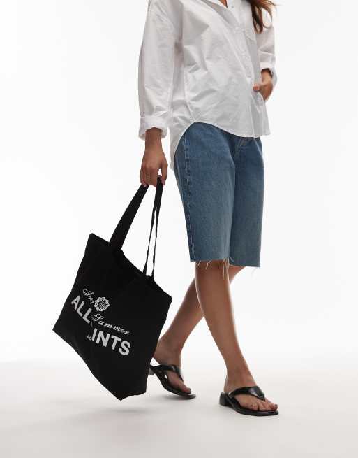 【ALLSAINTS】Soleil グラフィック トートバッグ ブラック Allsaints soleil graphic tote in washed black | ASOS