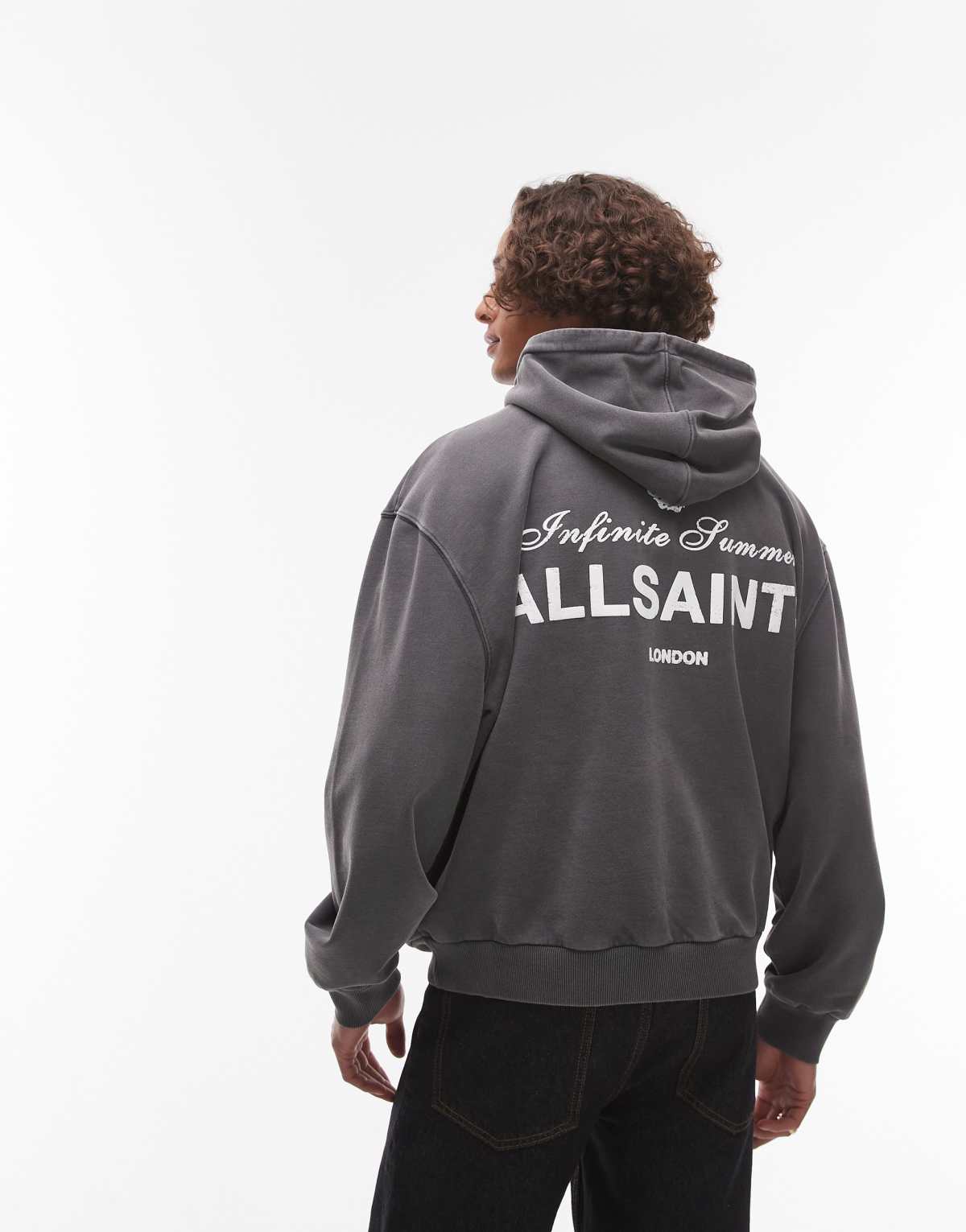 Allsaints soleil oth hoodie in washed black