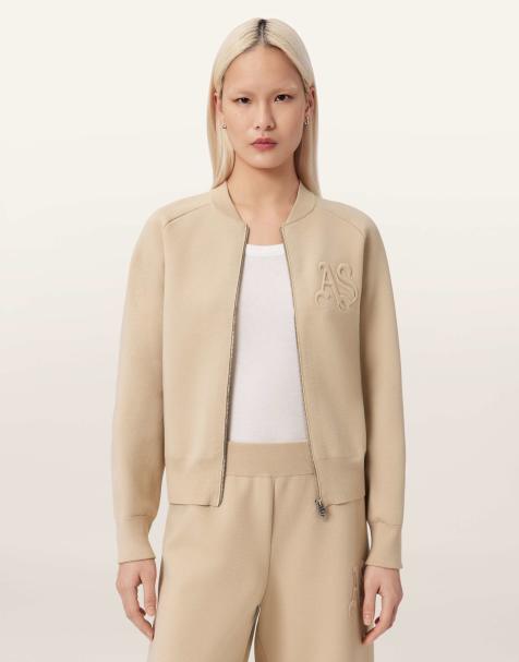 AllSaints – Sonny – Strickjacke in Kieselweiß - view 1