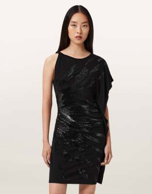 AllSaints - Sophie - Besticktes Kleid in Schwarz