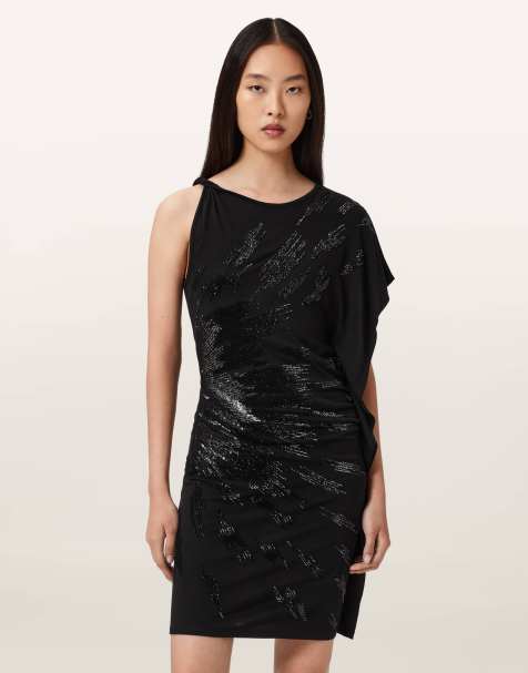 AllSaints – Sophie – Besticktes Kleid in Schwarz - view 1