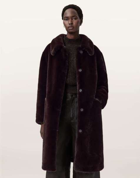 AllSaints – Sora – Mantel in Schokobraun - view 1