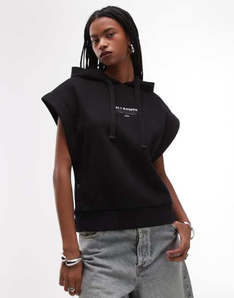 AllSaints - Sorri - Hoodie zonder mouwen in zwart - view 1