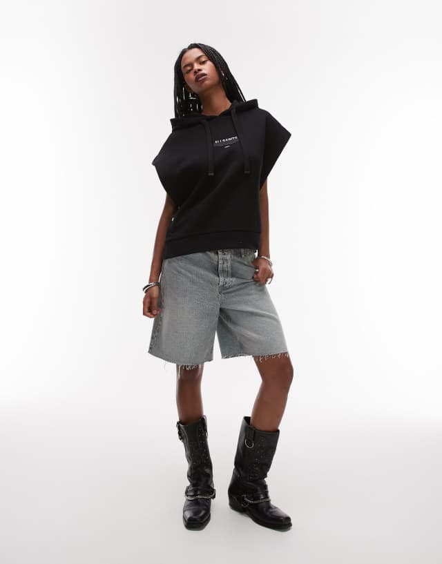 AllSaints Sorri sleeveless hoodie in black | ASOS