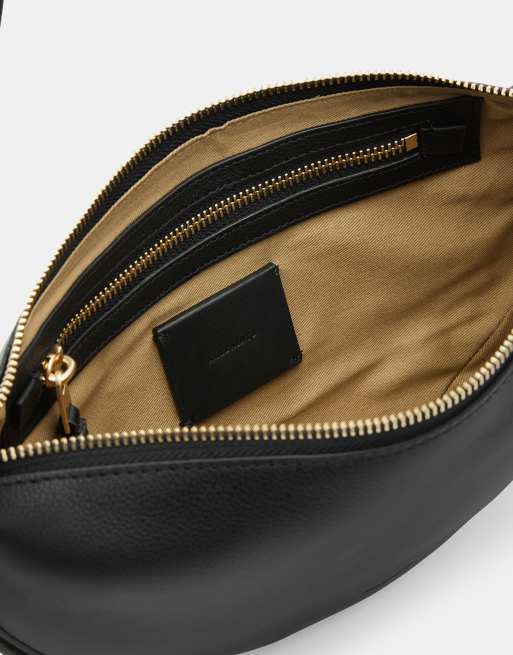 AllSaints - Sort crossbody-taske med halvmåne-design i læder, 4 af 4