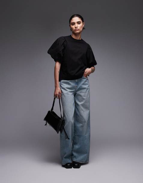 AllSaints - Sort T-shirt med pufærmer - view 1