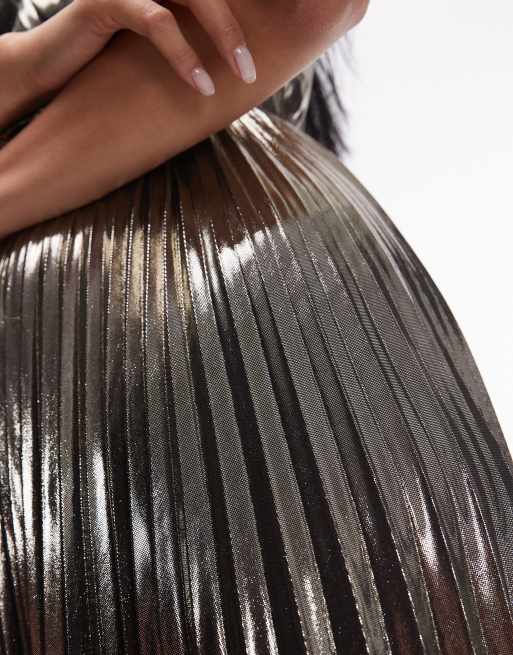 AllSaints Spark 2-in-1 dress in bronze brown