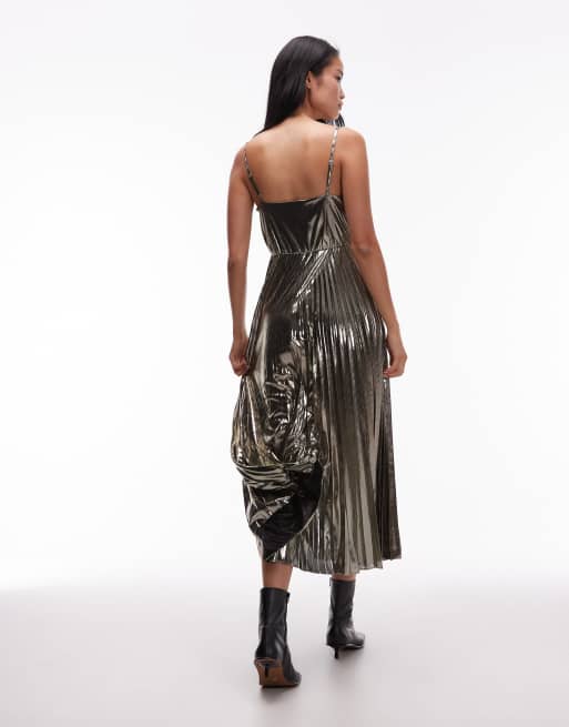 AllSaints Spark 2-in-1 dress in bronze brown