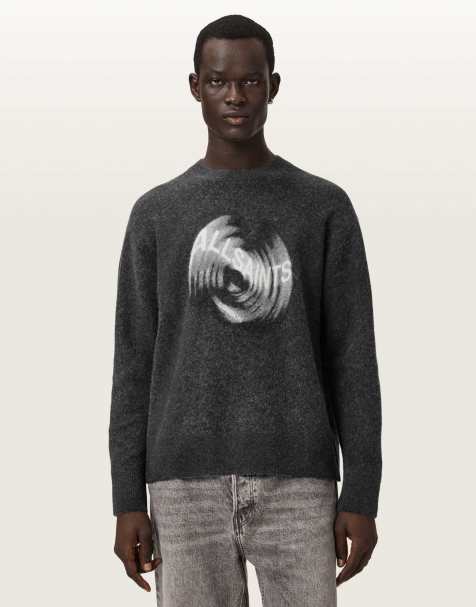 AllSaints - Spinnin - Trui met ronde hals in zwart met wassing - view 1
