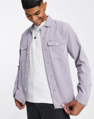 AllSaints Spotter military shirt in light purple