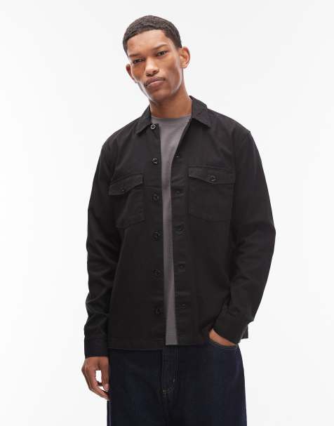 AllSaints Spotter slim fit overshirt in black