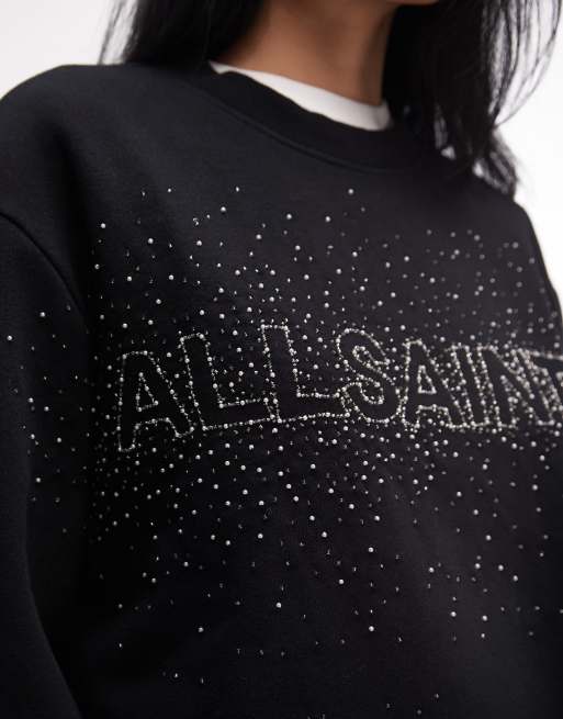 Allsaints sprinkle embellished etta sweatshirt in black, 2 of 4