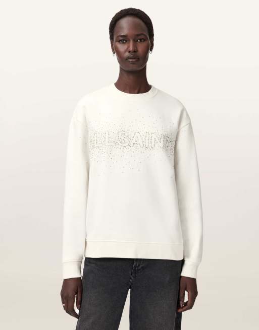 AllSaints – Sprinkle Etta – Sweatshirt in Weiß