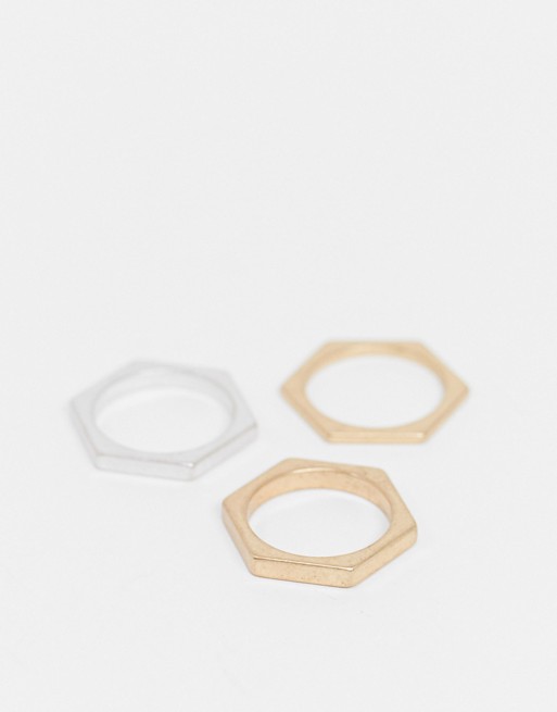 AllSaints stackable rings set in mixed metals