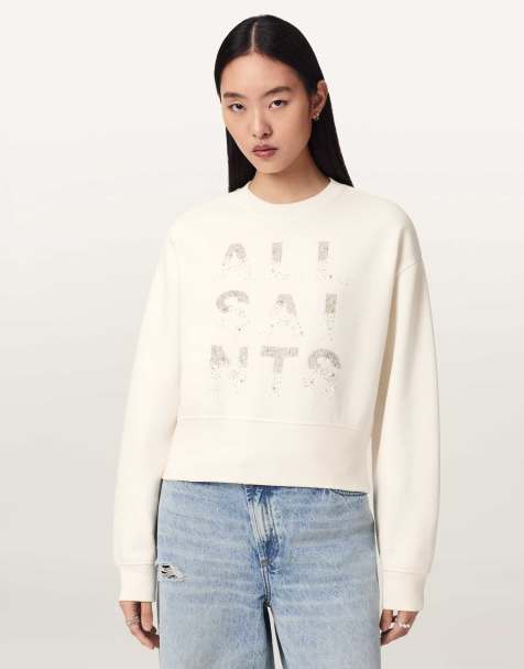 AllSaints – Stacks Separo – Sweatshirt in optischem Weiß - view 1